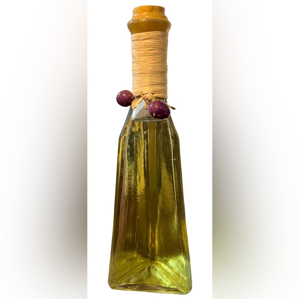 Elegant Olive-Green Triangular Shape Decorative Oil In A Bottle Kitchen Decor